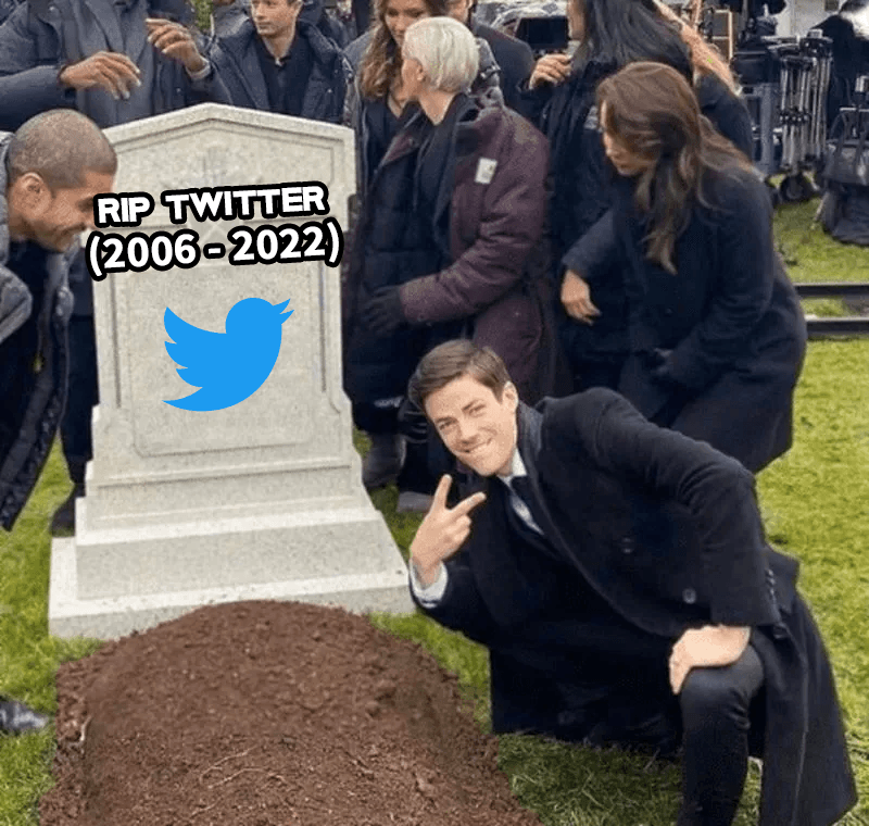 RIP Twitter (2006-2022) funeral meme